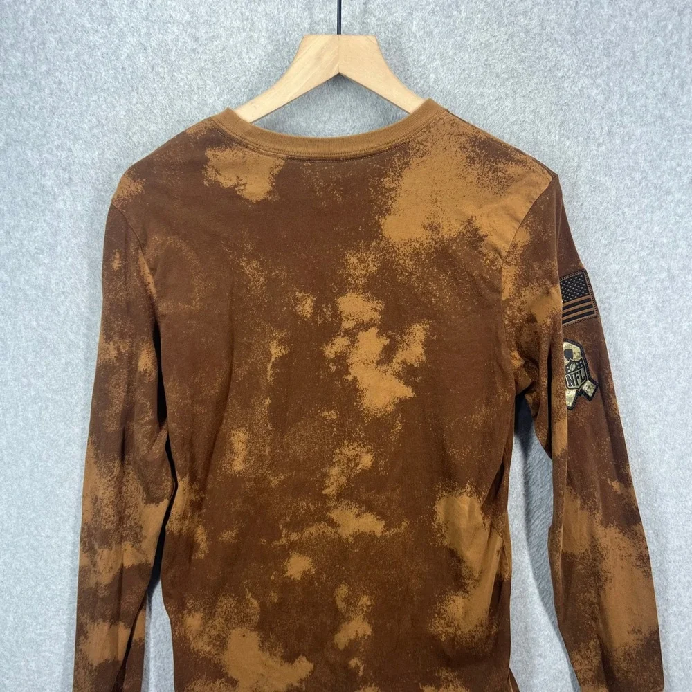 Nike NFL Carolina Panthers Men M‎ Brown Salute To Service Acid Wash Long Sleeve
